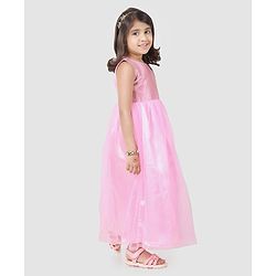 Babyhug Sleeveless Ethnic Dresses With Woven Yoke - Blush Pink