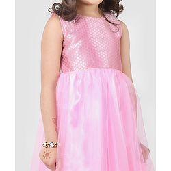 Babyhug Sleeveless Ethnic Dresses With Woven Yoke - Blush Pink
