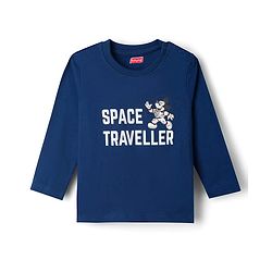 Babyhug Disney Single Jersey Knit Full Sleeves T-Shirt & Pyjama Night Suit with Space Theme Glow in the Dark Print - Navy Blue