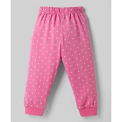 Babyhug Disney Single Jersey Knit Full Sleeves T-shirt & Pyjama Night Suit With Minnie Mouse & Donald Duck Graphic & Polka Dot Print - Pink