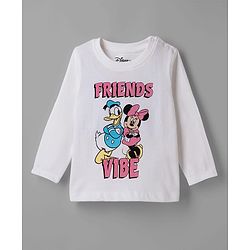 Babyhug Disney Single Jersey Knit Full Sleeves T-shirt & Pyjama Night Suit With Minnie Mouse & Donald Duck Graphic & Polka Dot Print - Pink