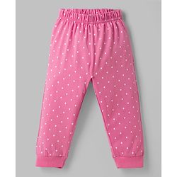 Babyhug Disney Single Jersey Knit Full Sleeves T-shirt & Pyjama Night Suit With Minnie Mouse & Donald Duck Graphic & Polka Dot Print - Pink