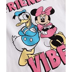 Babyhug Disney Single Jersey Knit Full Sleeves T-shirt & Pyjama Night Suit With Minnie Mouse & Donald Duck Graphic & Polka Dot Print - Pink