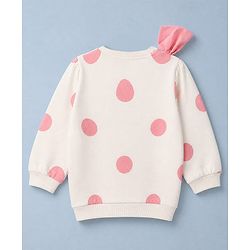 Babyhug Heavy Gauge 100% Cotton Terry Knit Full Sleeves Sweatshirts With Bow, Polka dot & Text Print Pack of 2 - White & Red