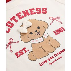 Babyhug Heavy Gauge 100% Cotton Terry Knit Full Sleeves Sweatshirts With Bow & Puppy Print Pack of 2 - Red & Beige