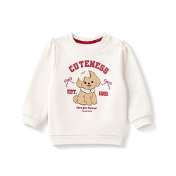 Babyhug Heavy Gauge 100% Cotton Terry Knit Full Sleeves Sweatshirts With Bow & Puppy Print Pack of 2 - Red & Beige