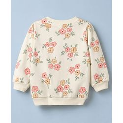 Babyhug Heavy Gauge 100% Cotton Terry Knit Full Sleeves Sweatshirts with Marie & Floral Print Pack of 2 - Red & Cream