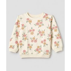 Babyhug Heavy Gauge 100% Cotton Terry Knit Full Sleeves Sweatshirts with Marie & Floral Print Pack of 2 - Red & Cream