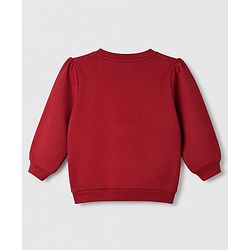 Babyhug Heavy Gauge 100% Cotton Terry Knit Full Sleeves Sweatshirts with Marie & Floral Print Pack of 2 - Red & Cream