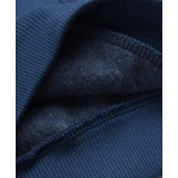 Babyhug 100% Cotton Heavy Gauge Terry Knit Collared Sweatshirt with Full Sleeves and 86 Embroidery with Kangaroo Pockets - Navy Blue