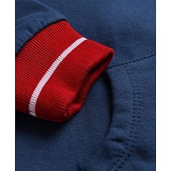 Babyhug 100% Cotton Heavy Gauge Terry Knit Collared Sweatshirt with Full Sleeves and 86 Embroidery with Kangaroo Pockets - Navy Blue
