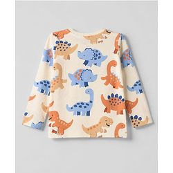 Babyhug 100% Cotton Knit Full Sleeves T-Shirts With Animal Print Pack of 3 in Navy Blue Peach