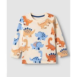 Babyhug 100% Cotton Knit Full Sleeves T-Shirts With Animal Print Pack of 3 in Navy Blue Peach