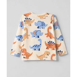 Babyhug 100% Cotton Knit Full Sleeves T-Shirts With Animal Print Pack of 3 in Navy Blue Peach