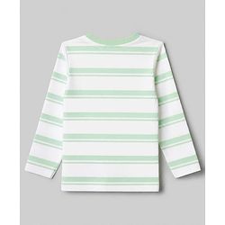 Babyhug 100% Cotton Knit Full Sleeves Striped T-Shirts with Elephant Trees Print Pack of 3 - White & Offwhite