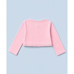 Babyhug Poplin Woven Frock and Full Sleeve Shrug with Floral Print - White & Pink