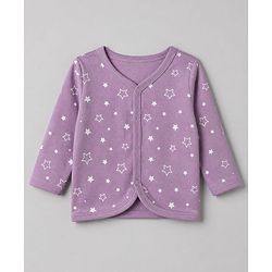 Babyhug 100% Cotton Interlock Knit Full Sleeves Jhablas with Bear & Star Print Pack of 3 - Purple White & Peach