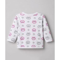 Babyhug 100% Cotton Interlock Knit Full Sleeves Jhablas with Bear & Star Print Pack of 3 - Purple White & Peach