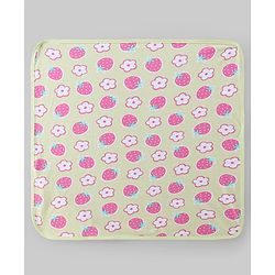 Babyhug Terry 100% Cotton Knit Hooded Towel With Embroidered Strawberry L 74.5 x B 77 cm - Light Green