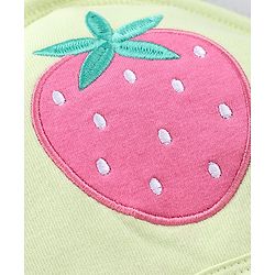 Babyhug Terry 100% Cotton Knit Hooded Towel With Embroidered Strawberry L 74.5 x B 77 cm - Light Green