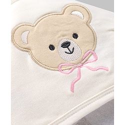 Babyhug Terry 100% Cotton Knit Hooded Towel With Embroidered Teddy Bear L 78 x B 74 cm - White