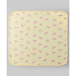 Babyhug Terry 100% Cotton Knit Hooded Towel With Embroidered Cherry L 79 x B 75 cm - Lemon
