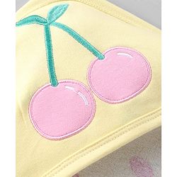 Babyhug Terry 100% Cotton Knit Hooded Towel With Embroidered Cherry L 79 x B 75 cm - Lemon