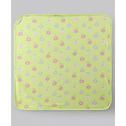 Babyhug Terry 100% Cotton Knit Hooded Towel With Embroidered Floral L 79 x B 75 cm - Light Green