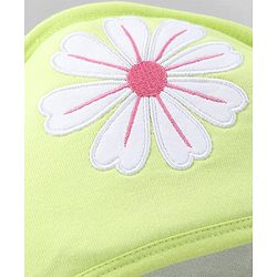 Babyhug Terry 100% Cotton Knit Hooded Towel With Embroidered Floral L 79 x B 75 cm - Light Green