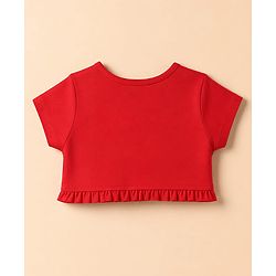 Babyhug Poplin Woven Sleeveless Frock with Jacket and Floral Print - White & Red