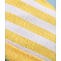 Babyhug 100% Cotton Interlock Knit Striped Cap Mittens & Booties Yellow - Diameter 9.5 cm