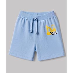 Babyhug 100% Cotton Single Jersey Cotton Knit Mid Thigh Shorts Set of 3 With Vehicle Print - Yellow, Blue & White