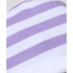 Babyhug 100% Cotton Interlock Knit Striped Cap, Mitten & Booties - Purple