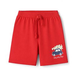 Babyhug 100% Cotton Single Jersey Cotton Knit Mid Thigh Shorts With Vehicle Print Pack of 3 - Blue, Green & Red