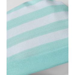 Babyhug 100% Cotton Interlock Knit Striped Cap Mittens & Booties Aqua Blue - Diameter 16.5 cm