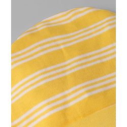 Babyhug 100% Cotton Interlock Knit Cap, Mitten & Booties In Yellow - Diameter 10.5 cm