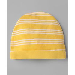 Babyhug 100% Cotton Interlock Knit Cap, Mitten & Booties In Yellow - Diameter 10.5 cm