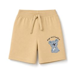 Babyhug 100% Cotton Single Jersey Cotton Knit Mid Thigh Shorts With Bear Print Pack of 3 - Green, White & Cream