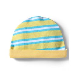 Babyhug 100% Cotton Interlock Knit Cap , Mittens & Booties with Stripes Olive Green - Diameter 16 cm
