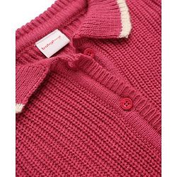 Babyhug Knit Full Sleeves Front Open Solid Sweaters - Pink
