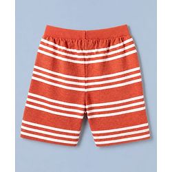 Babyhug 100% Cotton Single Jersey Knit Mid Thigh Shorts with Vehicles & Striped Print in Red Green & White Pack of 3