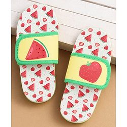 Cute Walk by Babyhug Slip On Slider With Watermelon Print in Yellow