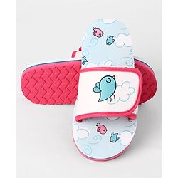 Cute Walk by Babyhug Slip On Slider With Bird Print in Blue