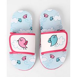 Cute Walk by Babyhug Slip On Slider With Bird Print in Blue