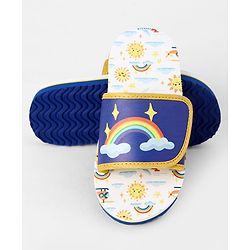Cute Walk by Babyhug Slip On Slider With Rainbow Print in Blue