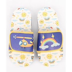 Cute Walk by Babyhug Slip On Slider With Rainbow Print in Blue