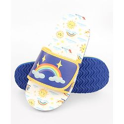 Cute Walk by Babyhug Slip On Slider With Rainbow Print in Blue
