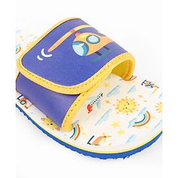 Cute Walk by Babyhug Slip On Slider With Rainbow Print in Blue