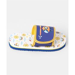 Cute Walk by Babyhug Slip On Slider With Rainbow Print in Blue