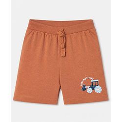 Babyhug 100% Cotton Knit Shorts With Vehicle & Text Print Pack of 3 - Blue, Coral & Cream
